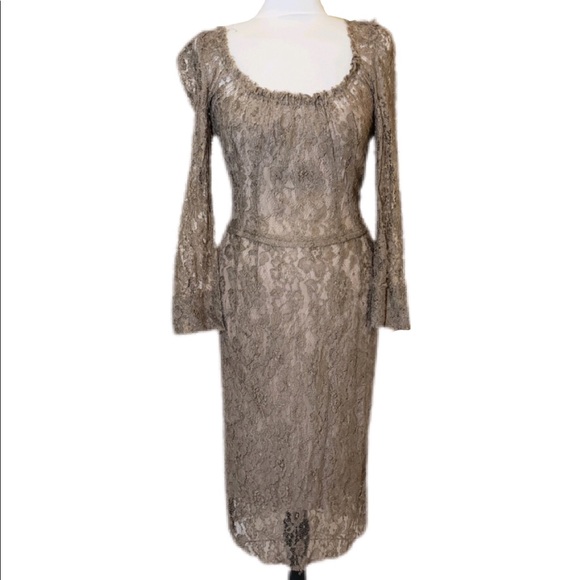 Dolce & Gabbana Olive Lace Dress Size 42 - Picture 2 of 8